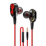 High Bass Headsets Sports Earphones Dual Drive Stereo In-Ear Wired Earphone With Microphone Computer Earbuds For Cell phone