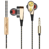 High Bass Headsets Sports Earphones Dual Drive Stereo In-Ear Wired Earphone With Microphone Computer Earbuds For Cell phone