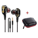 High Bass Headsets Sports Earphones Dual Drive Stereo In-Ear Wired Earphone With Microphone Computer Earbuds For Cell phone