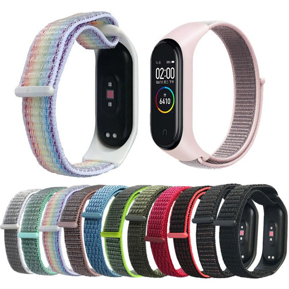 Cinta de náilon para xiao mi mi banda 4 3 substituível pulseira mi band4 band3 esportes pulseira respirável para xio mi banda 3 4