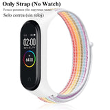 Cinta de náilon para xiao mi mi banda 4 3 substituível pulseira mi band4 band3 esportes pulseira respirável para xio mi banda 3 4