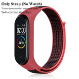 Cinta de náilon para xiao mi mi banda 4 3 substituível pulseira mi band4 band3 esportes pulseira respirável para xio mi banda 3 4