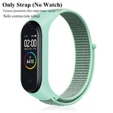 Cinta de náilon para xiao mi mi banda 4 3 substituível pulseira mi band4 band3 esportes pulseira respirável para xio mi banda 3 4