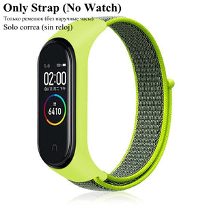 Cinta de náilon para xiao mi mi banda 4 3 substituível pulseira mi band4 band3 esportes pulseira respirável para xio mi banda 3 4