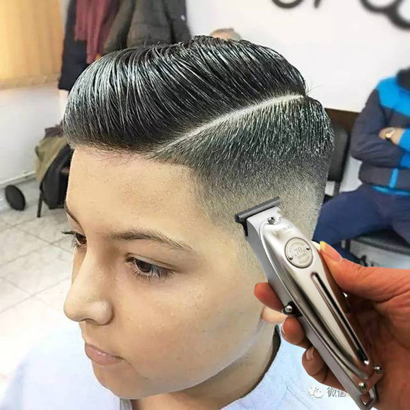 Kemei 1949 máquina de cortar cabelo profissional todos os homens de metal elétrica sem fio aparador cabelo 0mm caldheaded t lâmina acabamento máquina corte cabelo