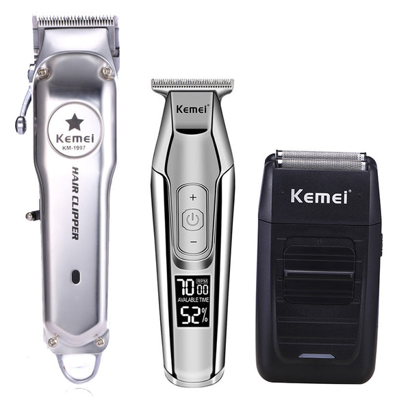 Kemei todo o metal profissional máquina de cortar cabelo elétrica recarregável aparador cabelo máquina corte kit KM-1997 KM-1996 KM-5027 KM-1102