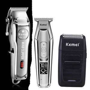 Kemei todo o metal profissional máquina de cortar cabelo elétrica recarregável aparador cabelo máquina corte kit KM-1997 KM-1996 KM-5027 KM-1102