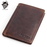 Vintage designer 100% genuíno carteiras masculinas couro dos homens curto carteira bolsa titular do cartão moeda bolso masculino carteiras