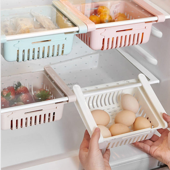 Organizador de cozinha quente ajustável cozinha geladeira rack de armazenamento geladeira freezer prateleira titular pull-out gaveta espaço saver #25